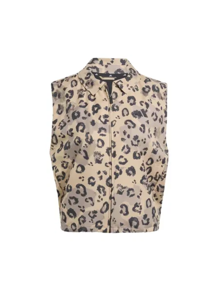 Kamizelka Adidas w paski z nadrukiem beżowa