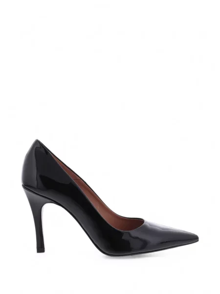 Pantofi cu toc Paris Punk din piele de lac negru