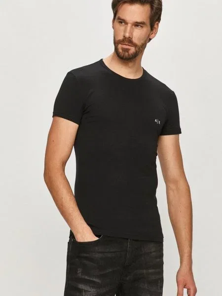 Тениска Armani Exchange 2 броя с изчистен дизайн черно
