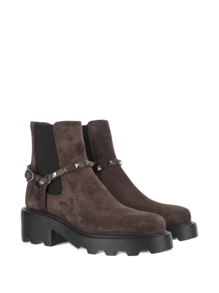 Botine chelsea Valentino Garavani cu tepi maro