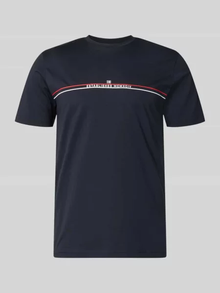 T-shirt o kroju regular fit z nadrukiem z logo Christian Berg Men granatowa