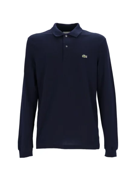 Lung tricou polo Lacoste cu autograf albastru