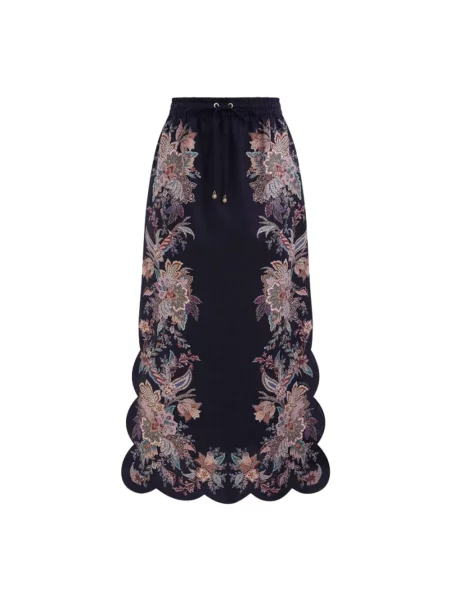 Spódnica midi Zimmermann do kolan niebieska