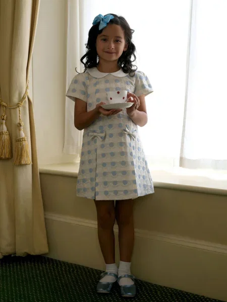 Дитяча Сукня міні Rachel Riley Dot Damask блакитний