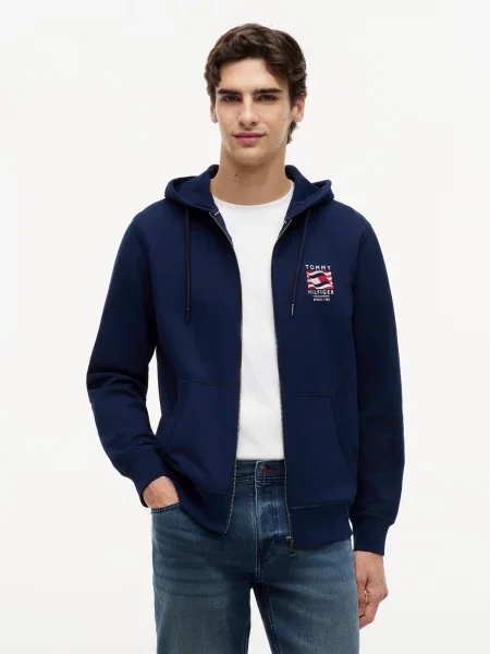 TOMMY HILFIGER Hanorac bleumarin / roșu alb
