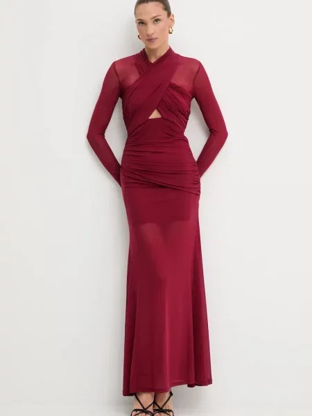 Сукня Bardot maxi облягаюча коричневий