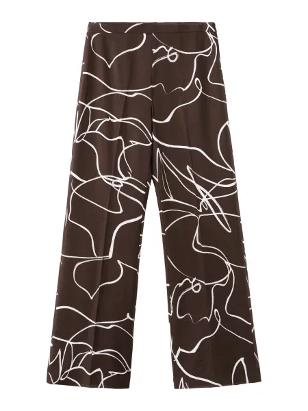 MANGO Pantaloni cu dungă LAUREN ciocolatiu alb