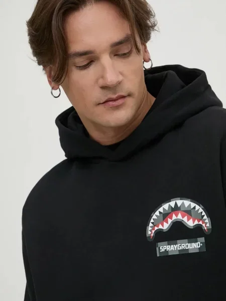 Dukserica Sprayground s kapuljačom s tiskom crna