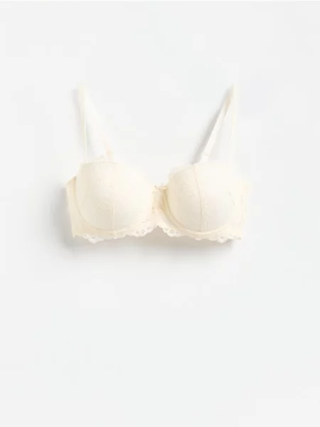 Reserved Sutien balconette cu dantelă crem