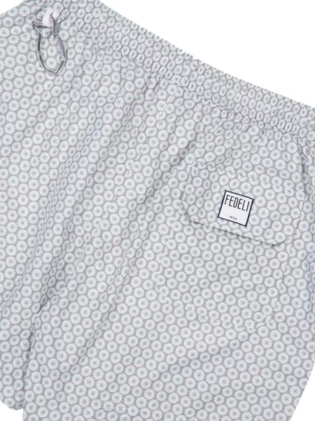 Slip de baie Fedeli cu imagine cu imprimeu geometric gri