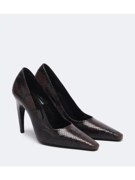 Pantofi cu toc Jude din piele cu model piele de șarpe maro
