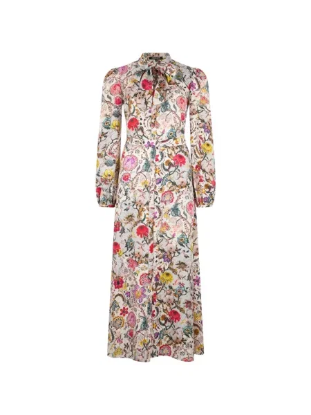 Rochie midi Roberto Cavalli cu model floral cu imagine până la genunchi