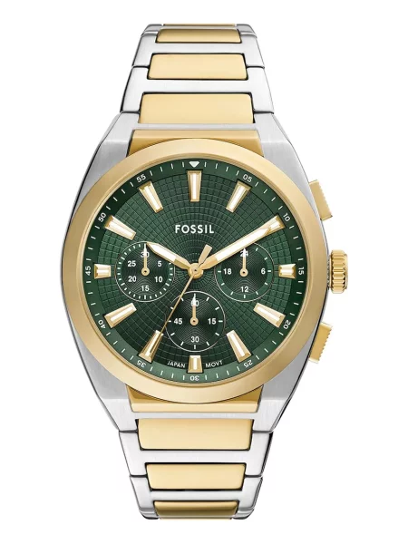 FOSSIL Ceas analogic EVERETT / verde închis / argintiu auriu