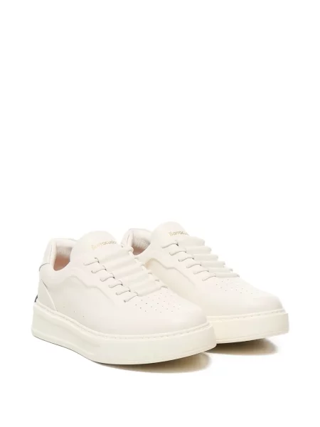 Sneakerși Baracuta cu șireturi din piele alb