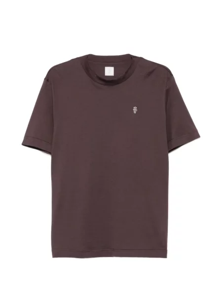 Tricou Eleventy cu broderie maro