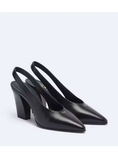 Pantofi cu toc Prada din piele slingback negru