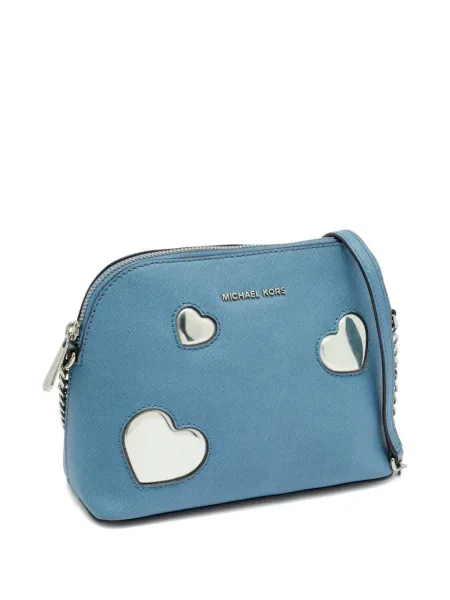 Body Michael Michael Kors cu franjuri din piele cu motiv cu inimi albastru