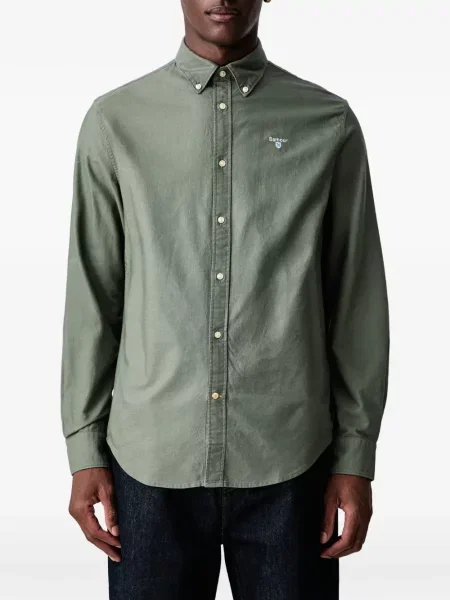Lung cămașă Barbour cu mâneci lungi din țesătură twill verde