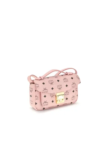 Lniana torebka crossbody Mcm różowa