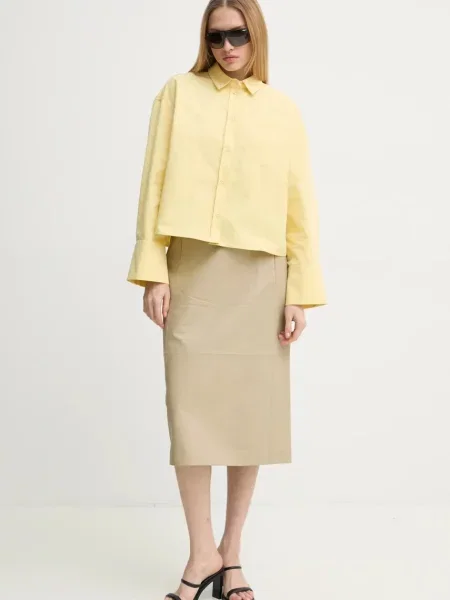 Koszula Clarin relaxed z kołnierzykiem klasycznym żółty