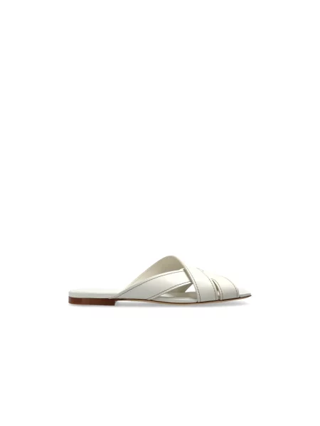 Klapki Tod's skórzane beżowe