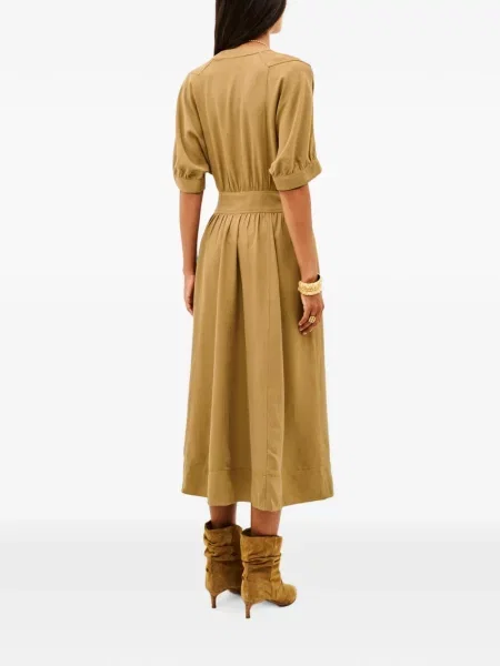Rochie midi Ba&sh evazată cu cordon galben