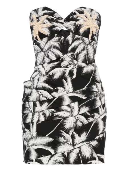 Mała sukienka mini Johanna Ortiz w tropikalny nadruk garniturowa czarna