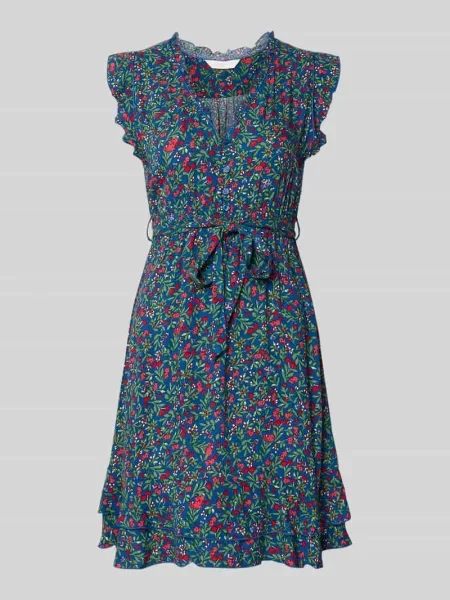 Sukienka mini z z wiązanym paskiem Apricot niebieska