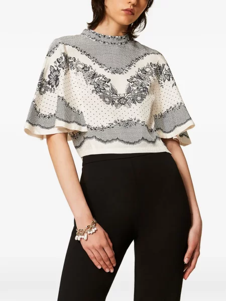 Bluză Twinset din satin cu model floral