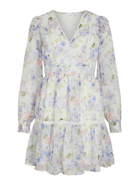 VILA Rochie VIROMAN albastru deschis / galben citron / mov liliachiu alb