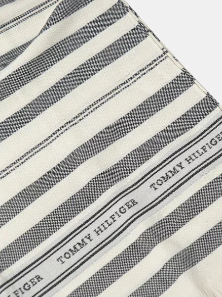 Tommy Hilfiger szalik z domieszką lnu wzorzysty granatowy