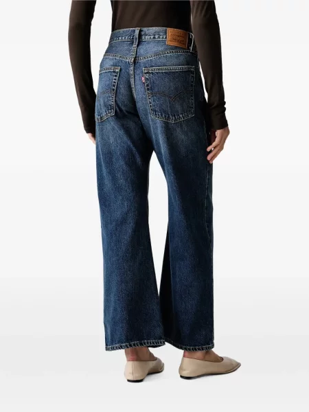 Pantaloni scurți din denim Levi's® din dantelă zdrențuiți cu talie înaltă albastru