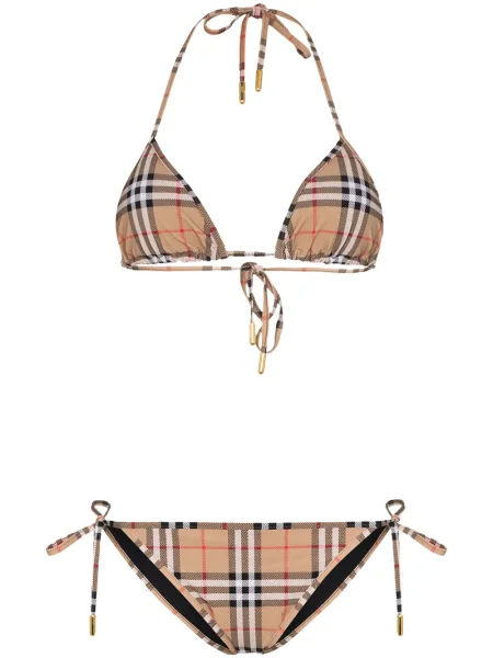 Bikini Burberry în carouri clasic maro