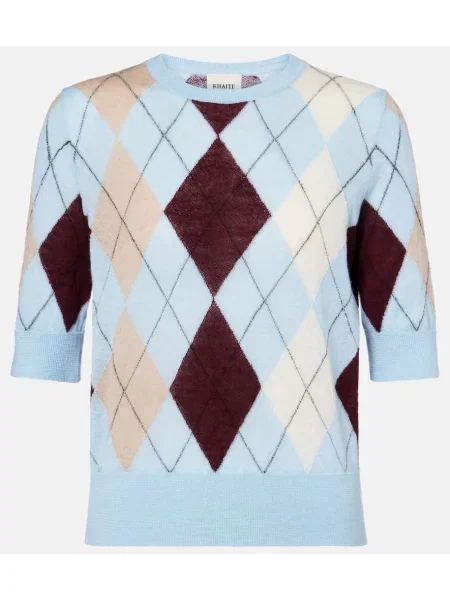 Pulover Khaite din cașmir cu model argyle albastru