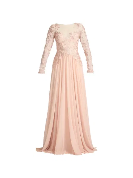 Rochie maxi Tadashi Shoji cu model floral lungă de costum roz