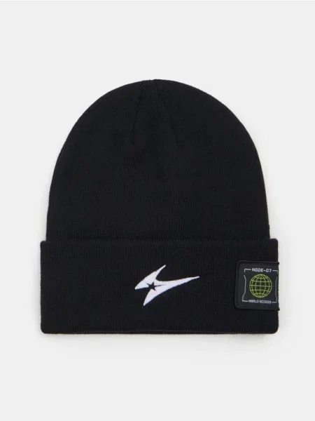 Sinsay Beanie čepice s výšivkou černá