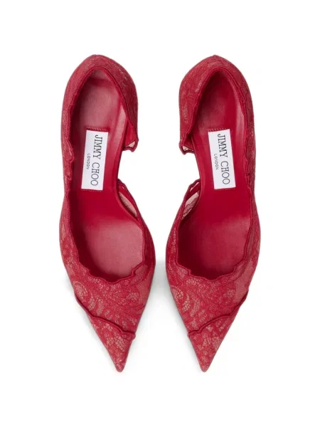 Pantofi cu toc Jimmy Choo din dantelă roșu