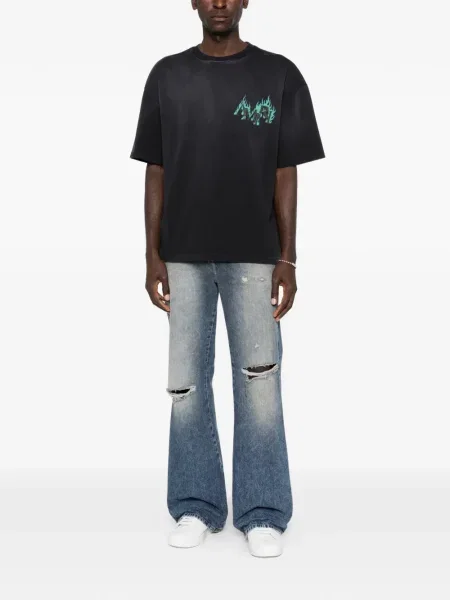 Tricou Amiri cu decolteu rotund scurt negru