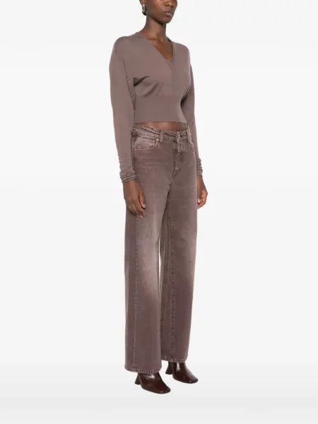 Decupat pulover Rick Owens cu decolteu în V maro