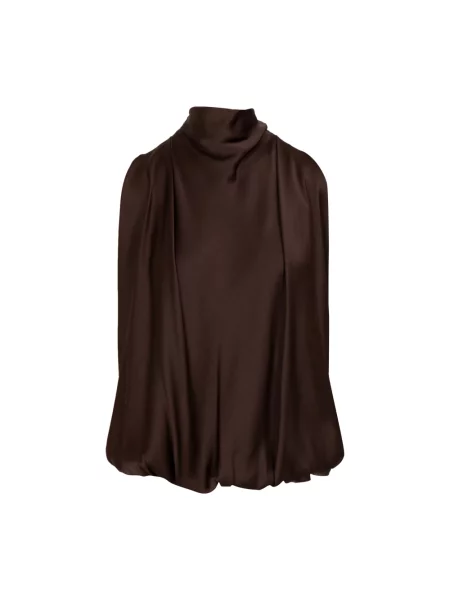 Satynowa bluzka Semicouture bez rękawów brązowa