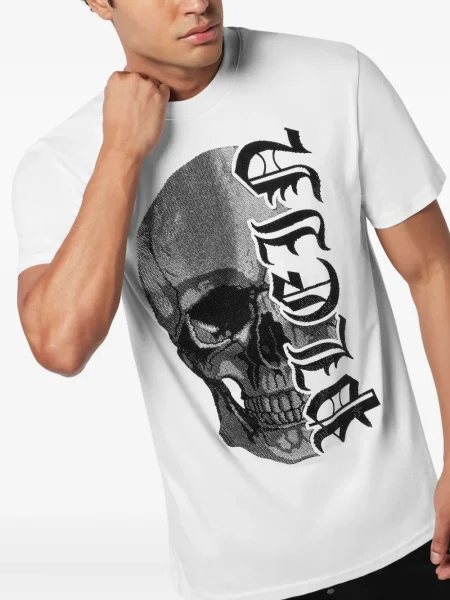 Tricou Philipp Plein cu strasuri alb