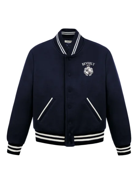 Geacă Sporty & Rich cu broderie cu dungi albastru