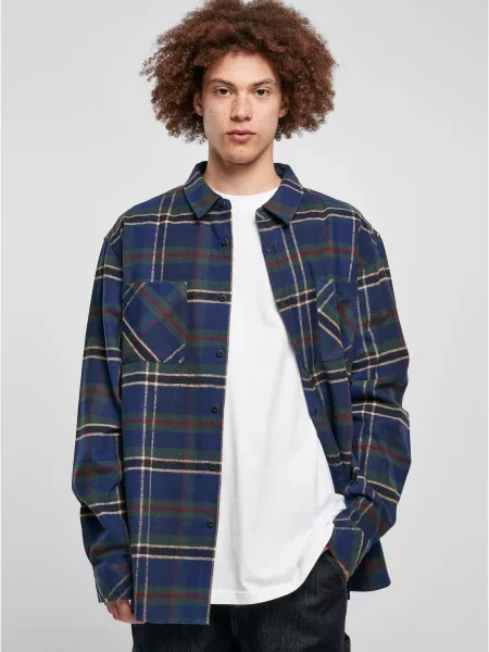 Cămașă în carouri Urban Classics în carouri albastru