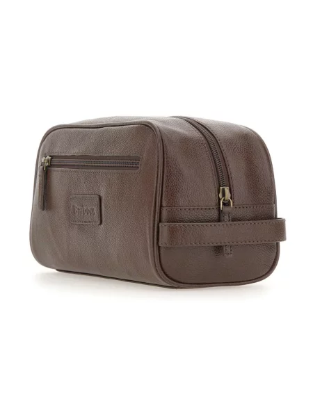 Barbour kosmetyczka skórzana brązowy