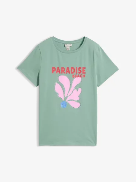 T-shirt z mieszanki bawełny zielona