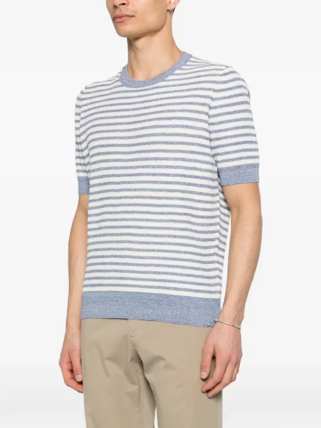 Tricou Gran Sasso cu dungi scurt albastru