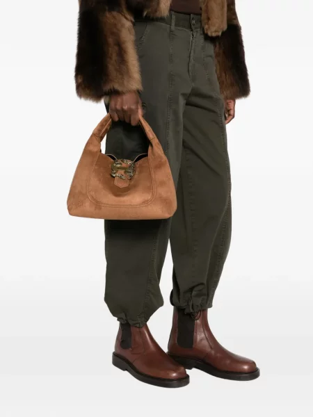 Geantă shopper Just Cavalli cu model piele de șarpe maro