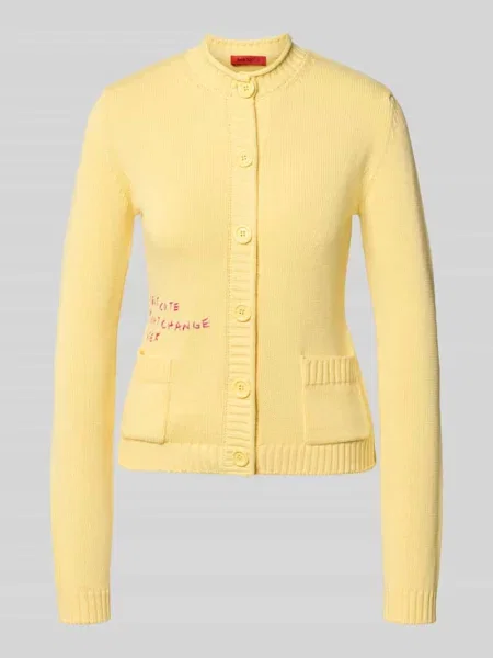 Kardigan rozpinany o kroju regular fit z czystej bawełny Max&co. żółty