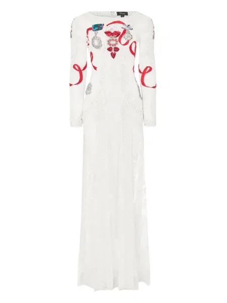 Rochie Temperley London cu model floral din dantelă de costum alb