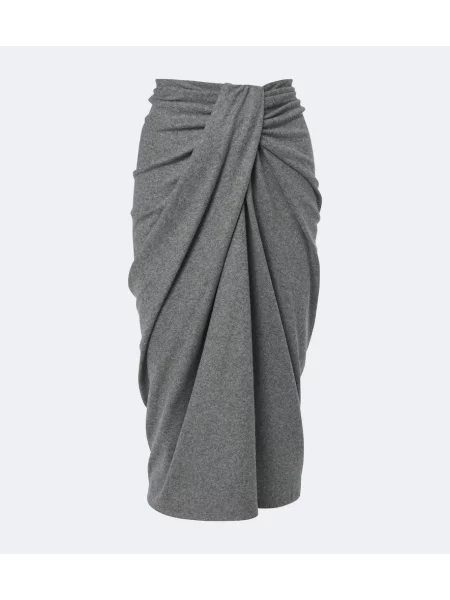 Fustă midi Marant Etoile drapată de flanelă gri